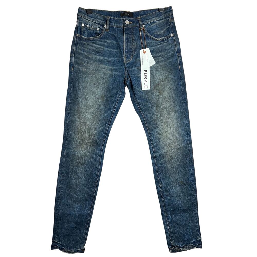 PURPLE Brand Skinny Mud Dark Indigo Jeans Mens 32x33 Button Fly P001 NWT